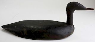 Thousand Islands, NY merganser carved duck decoy, length 17”