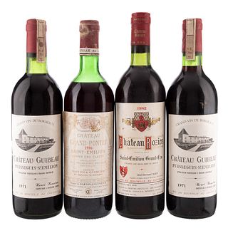 Lote de Vinos Tintos de Francia. Château Guibeau. Château Rozier. En presentaciones de 750 ml. Total de piezas: 4.