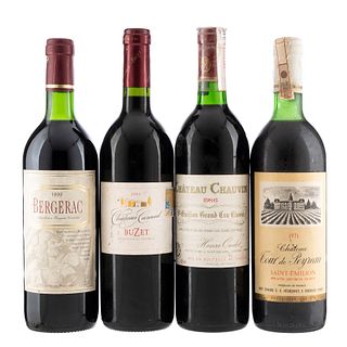 Lote de Vinos Tintos de Francia. Bergerac. Château Caraud. Château Chauvin. En presentaciones de 750 ml. Total de piezas: 4.