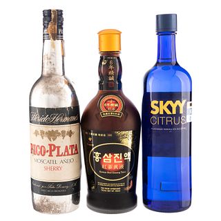Lote de Vodka, Moscatel Licor. Skyy. Pico - Plata. Korean Red. En presentaciones de 750 ml. Total de piezas: 3.