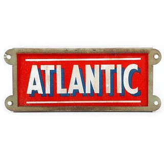 Atlantic Refining glass pump sign with frame.