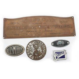 Antique Auto Badges : Buick, Oldsmobile, Body by Fisher, General Motors Truck/GMC, Yellow Coach/General Motors Truck