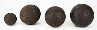 4 Revolutionary War era cannon balls- probably Lake Champlain- British broad arrow mark 5” dia, mark