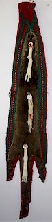 otter skin pelt on felt decorated with brass, ermine, feathers- ex Breeding collection, length 64”