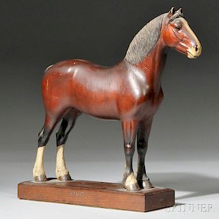Carved and Painted Portrait of the Quarterhorse "King,"