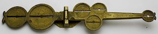 Pat 1855 John Allender gold coin scale- brass, missing counterweights, length 8.5”