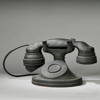 Large Carved Black-painted Store Window Telephone