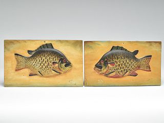 Pair of fish plaques, Oscar Peterson, Cadillac, Michigan.