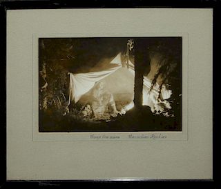 vintage ca 1900- 1920 “Camp Fire Scene Canadian Rockies” b&w photo, 5” x 6.75”