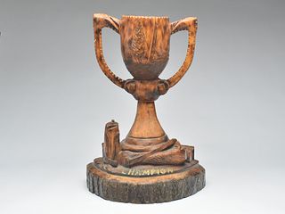 Large carved lumberjack competition trophy, 2nd to 3rd quarter 20th century.