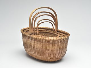 Set of five nesting Nantucket baskets, William D. Appleton, Nantucket Island, Massachusetts, last quarter 19th century.