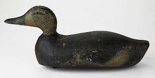 poss Illinois River wooden duck decoy w/ Raymond lead weight, length 16”