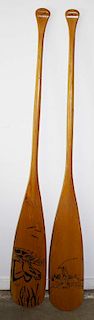 pr of decorated wooden paddles, length 60”