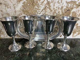 Sterling Silver Goblets and Tray
