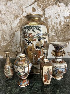 Five Japanese Satsuma Vases