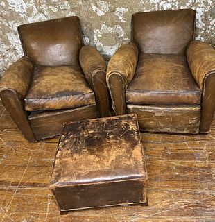 Leather Armchairs and Otooman