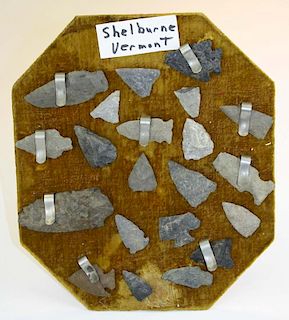 Shelburne, Vermont prehistoric lithic artifacts including arrowheads, points including Brewerton, Ja