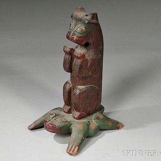Polychrome Carved Northwest Coast-style Totem