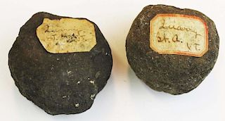 2 hammerstones with old labels “Quarry St. Albans, VT” (there is a flint quarry in St. Albans, VT)