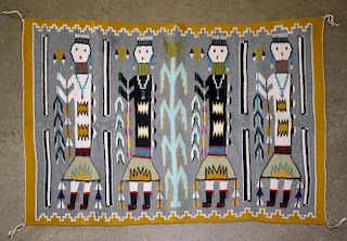 20th C Navajo Yei pictorial rug. 45"x32".