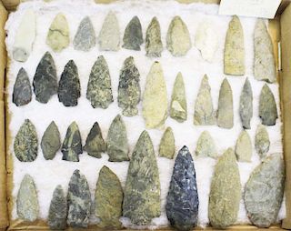 Vermont pre-historic lithic points incl Brewerton side & corner notched, Otter Creek- 2 points from