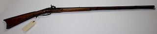 Early 19th c Kentucky percussion cap rifle, full curly maple stock, 37¾" long, 36 cal, full oct barr