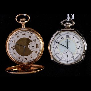 2 - Elgin 14k Men's Pocketwatches( One has Masonic dial)
