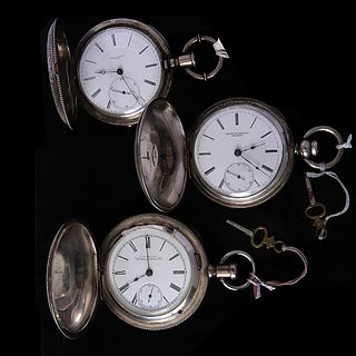 3 - Large Coin Silver Pocketwatches