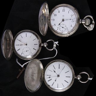 3 - Large Coin Silver Pocketwatches