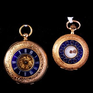 2 - Ladies Gold/Enamel Pocketwatches