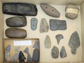 Vermont prehistoric artifacts including arrowheads, points from Appletree Point (Burlington), Vermon