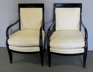 Pair of Lacquered French Style Upholstered