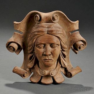 Carved Woman's Head Architectural Element