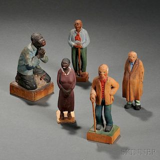 Five Carved and Painted Figures