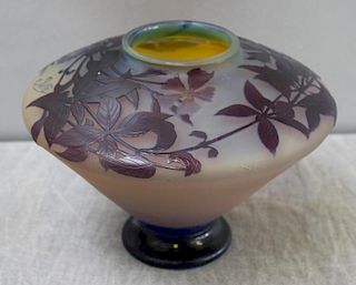 GALLE, French Carved Art Glass Cameo Vase.