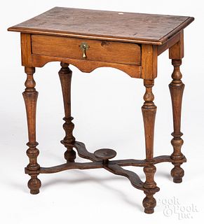 William and Mary style pine and maple end table
