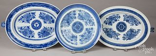 Three Chinese export porcelain Fitzhugh dishes