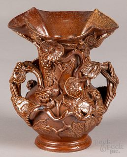 Stoneware vase, with applied grapevine decoration