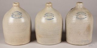 Three Pennsylvania stoneware jugs, 19th c.