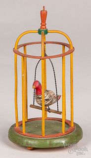 Walter Gottshall carved and painted caged parrot