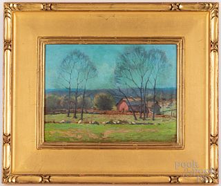 Oil on wood panel impressionist landscape