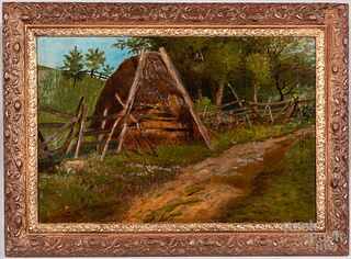 Oil on canvas landscape, 19th c.