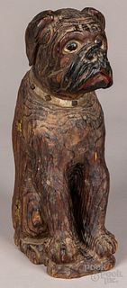 Carved boxer dog bottle case, early 20th c.