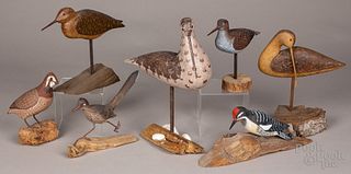 Four contemporary carved and painted shorebirds