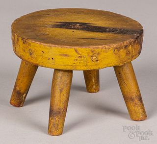 Miniature painted pine stool, 19th c.