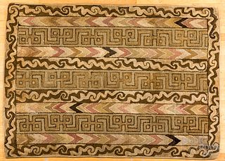 Large hooked rug, 19th c.