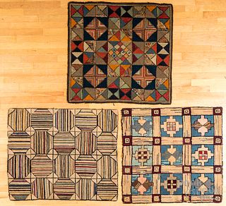 Three hooked rugs, 19th c.