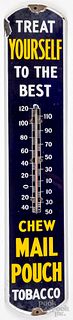 Mail Pouch porcelain advertising thermometer, 39"