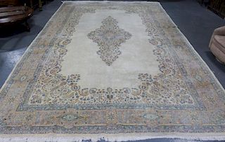 Vintage Roomsize Handmade Kirman Carpet.