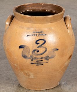 New York three gallon stoneware crock, 19th c.